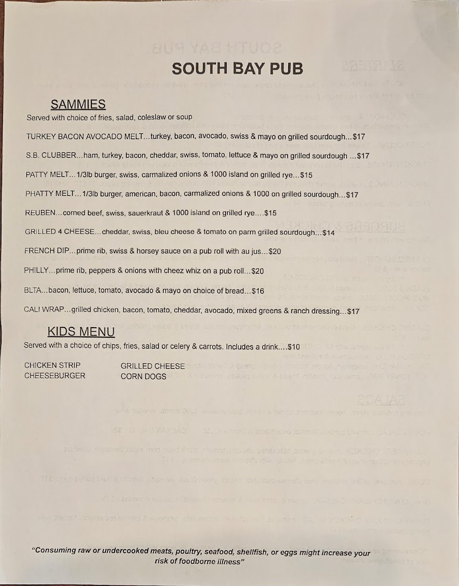 South Bay Pub & Eatery Menu - Image 4